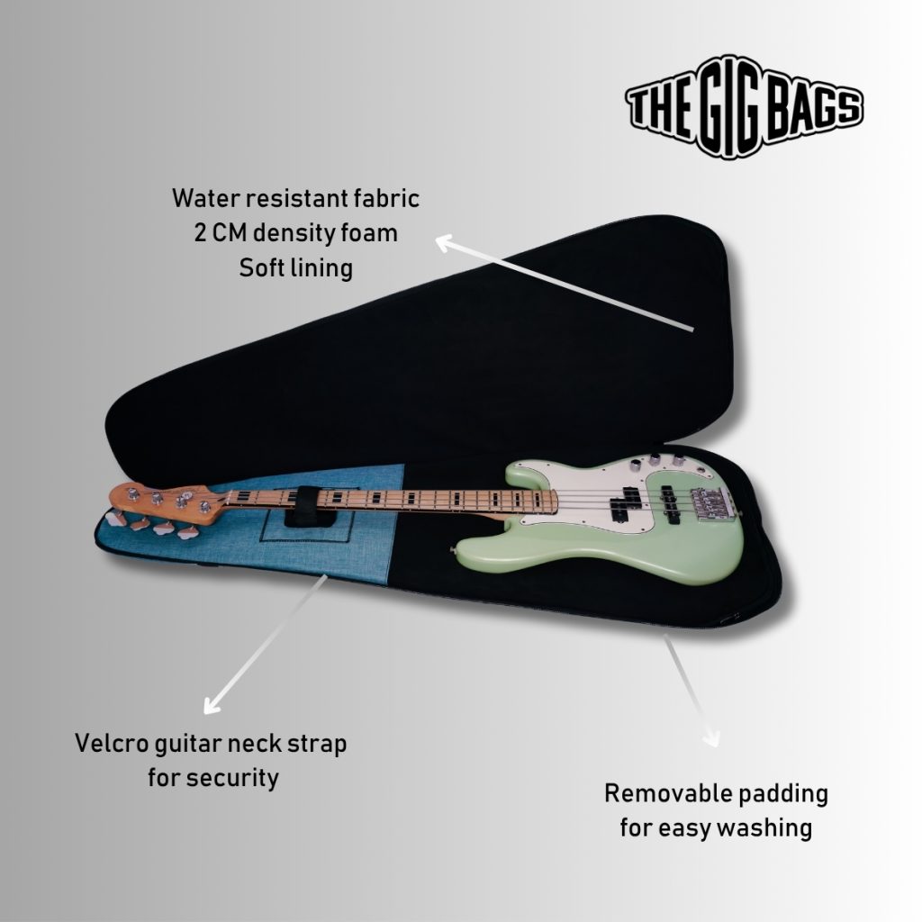 bass bag velcro guitar strap light blue