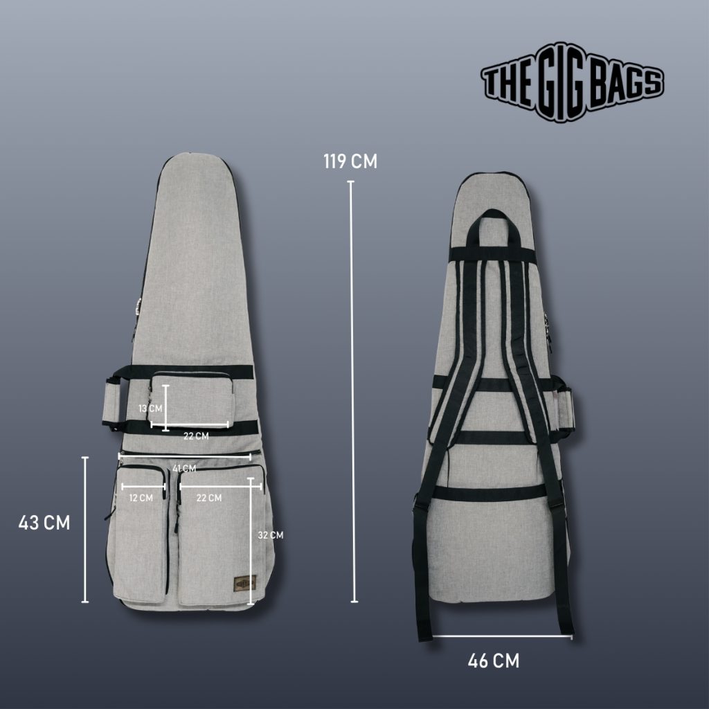 bass guitar bag 4 pockets light grey case