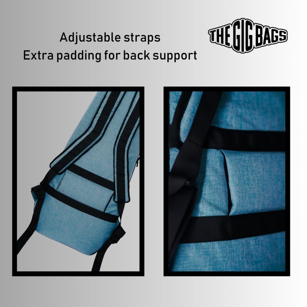 bass guitar bag padded straps blue case