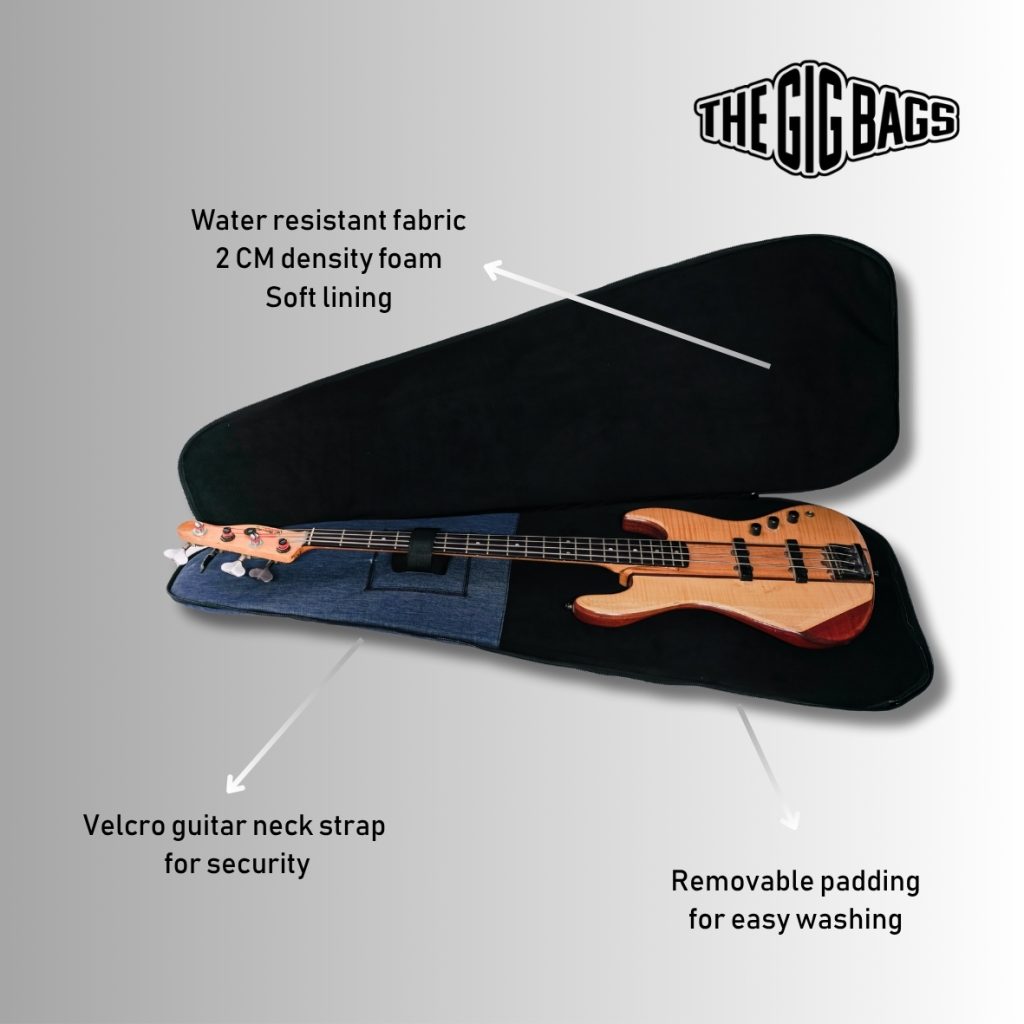 bass guitar bag velcro strap blue 