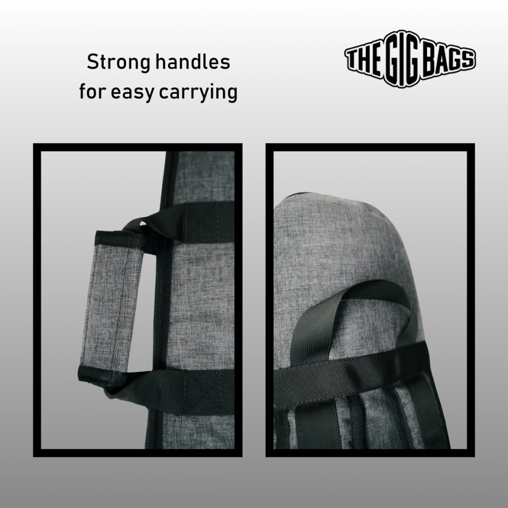 dark grey bass guitar bag carry straps soft case