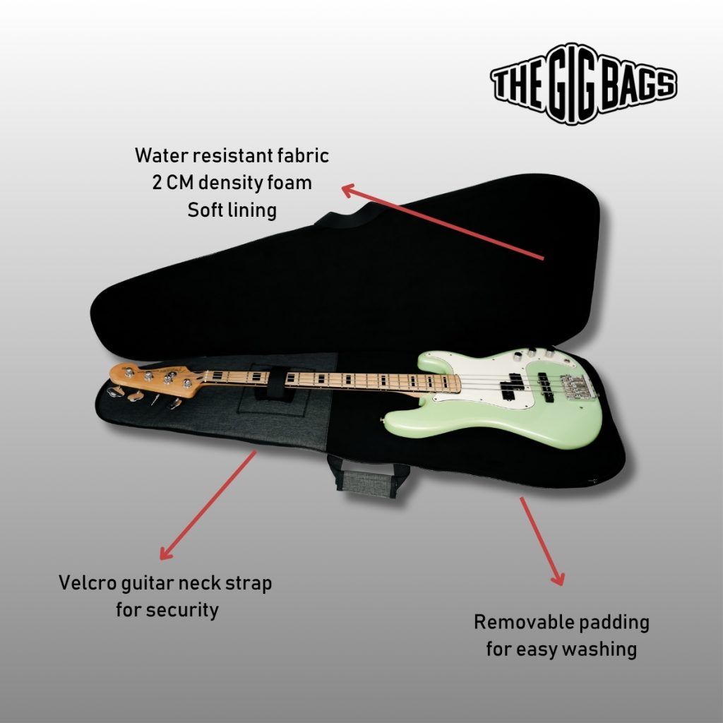 dark grey bass guitar case padded bag