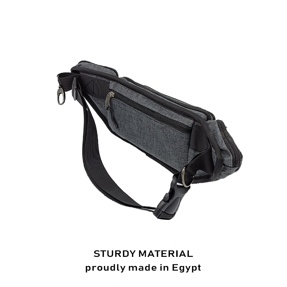 grey travel waist bag egypt 5 pockets