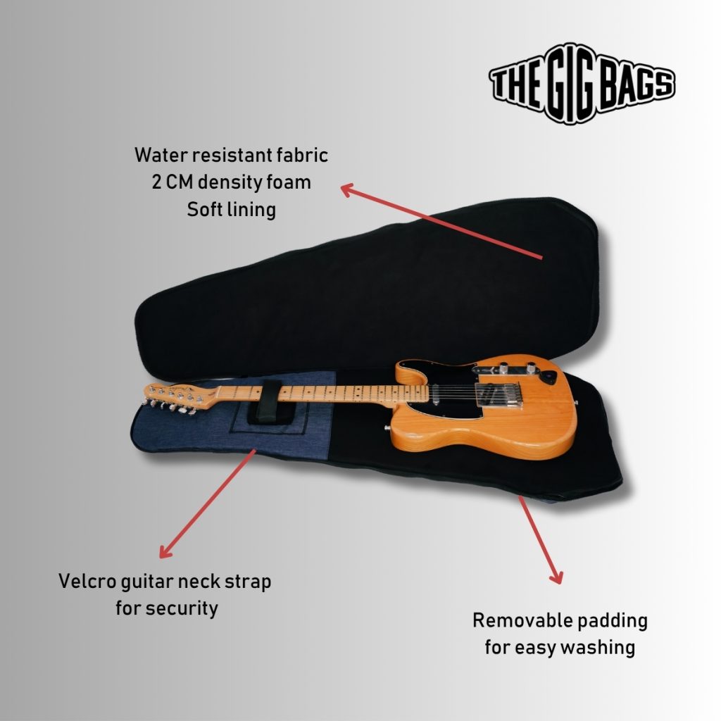 guitar case padded with velcro strap dark blue