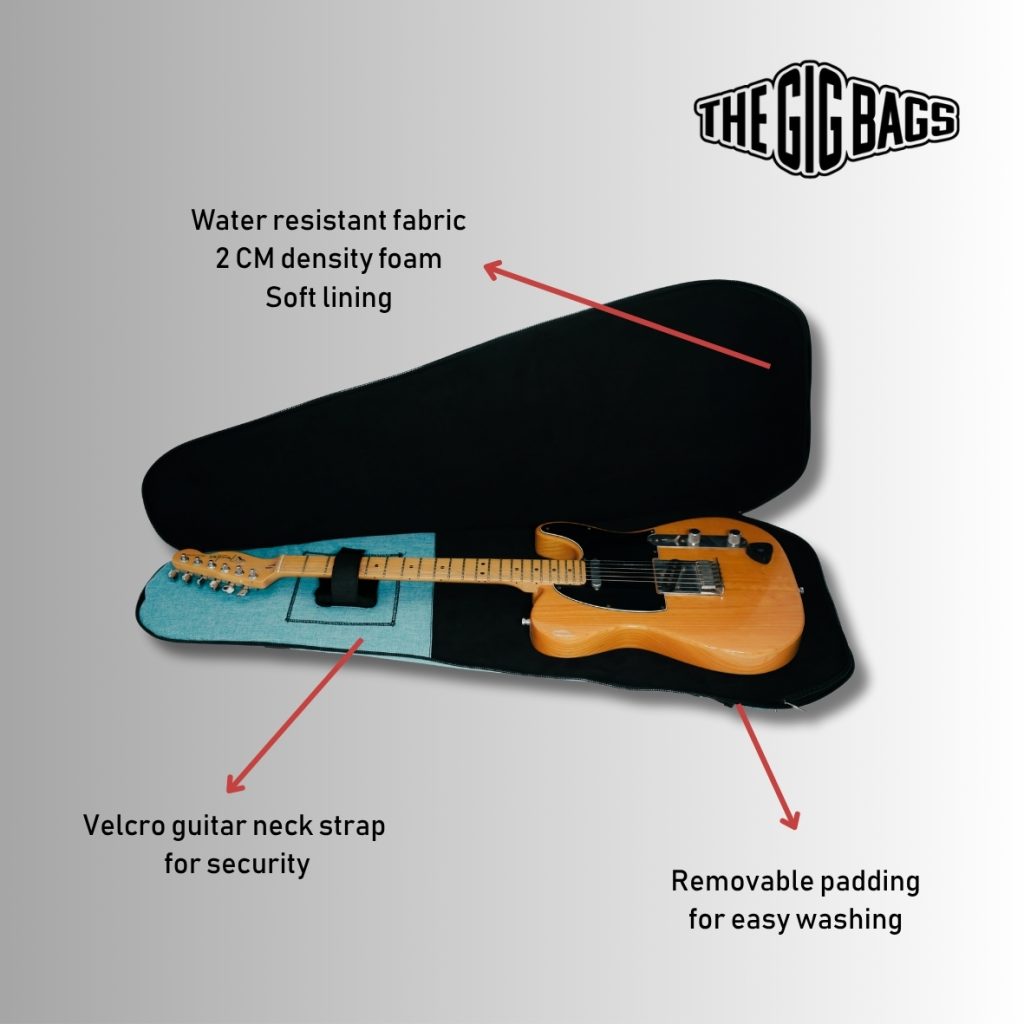 guitar case with inner velcro strap turquoise