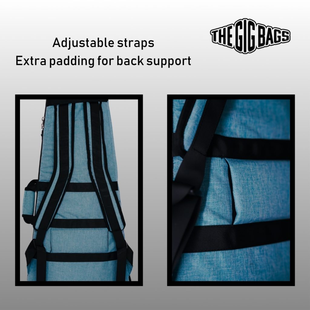 light blue bass bag guitar back straps
