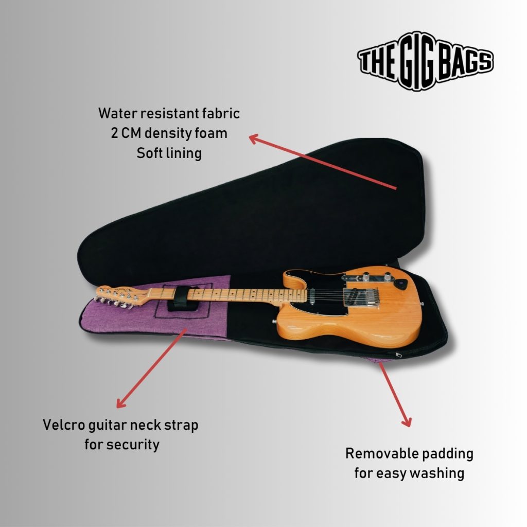 purple guitar case inner velcro-straps cairo bags