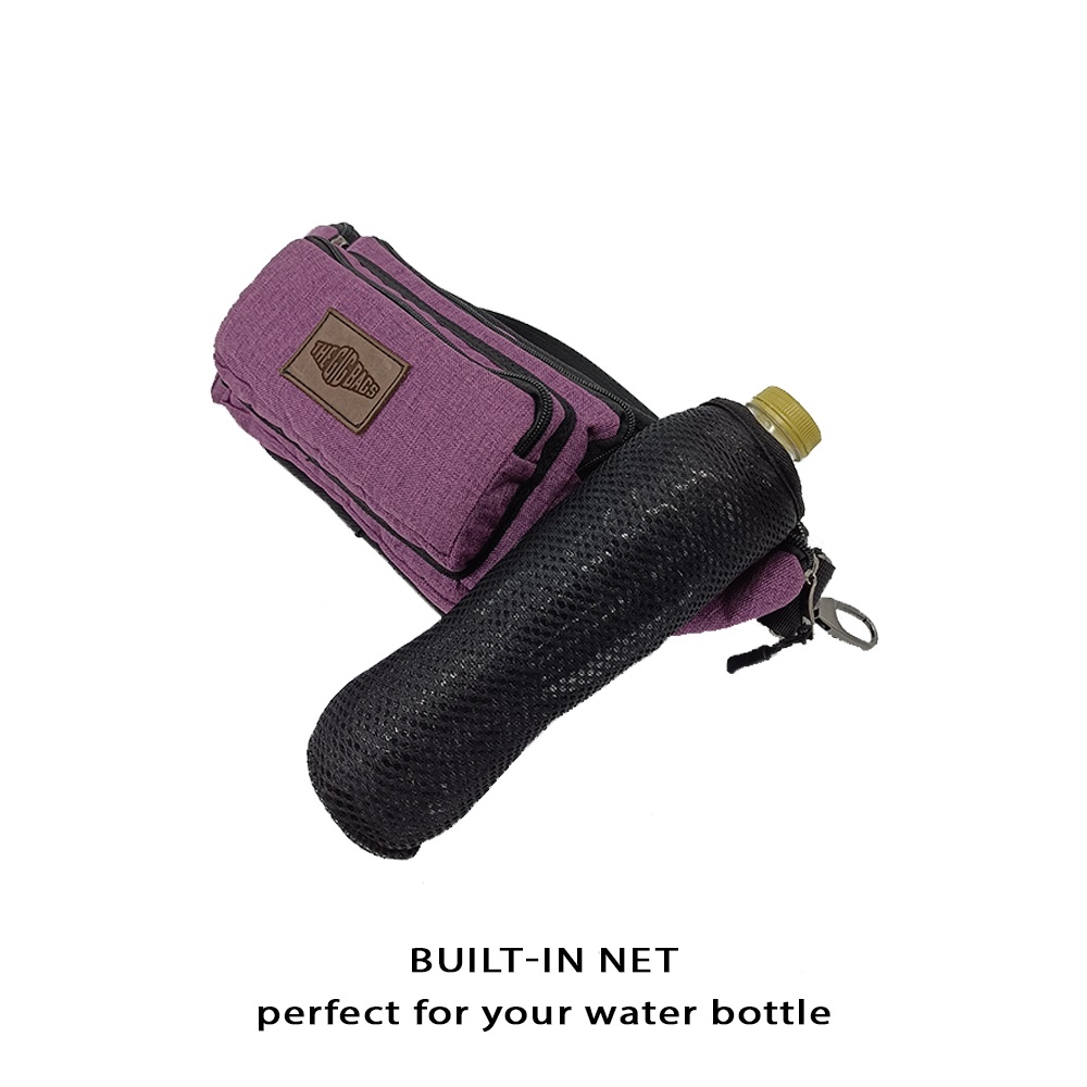 purple waist bag net bottle holder