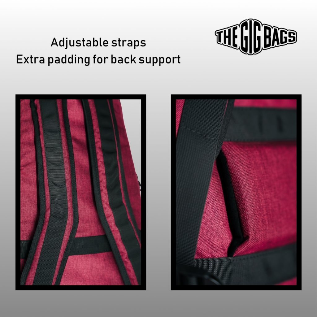 red bass guitar case padded straps