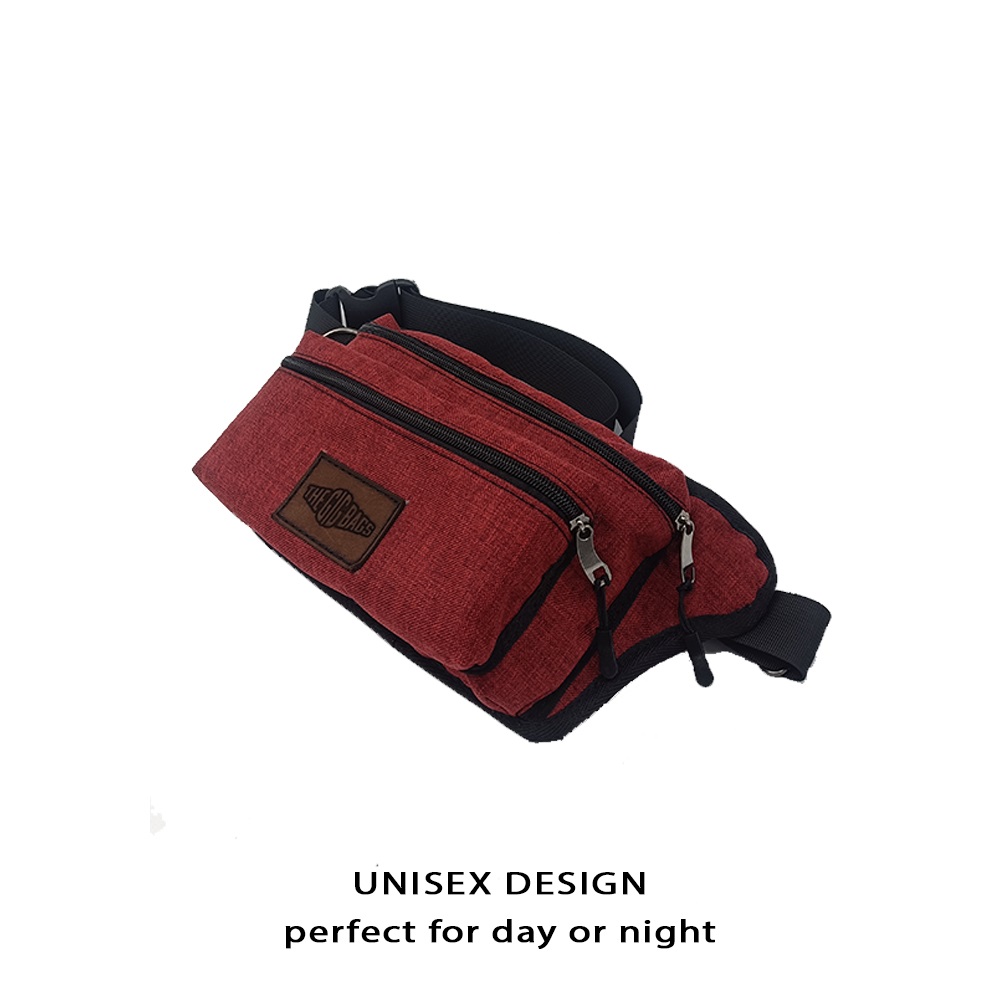 red gig bag with waist strap